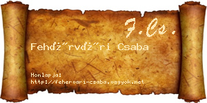 Fehérvári Csaba névjegykártya